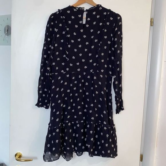 Hall Huber Blue White Floral Viscose Dress Size US 10 - Picture 4 of 10